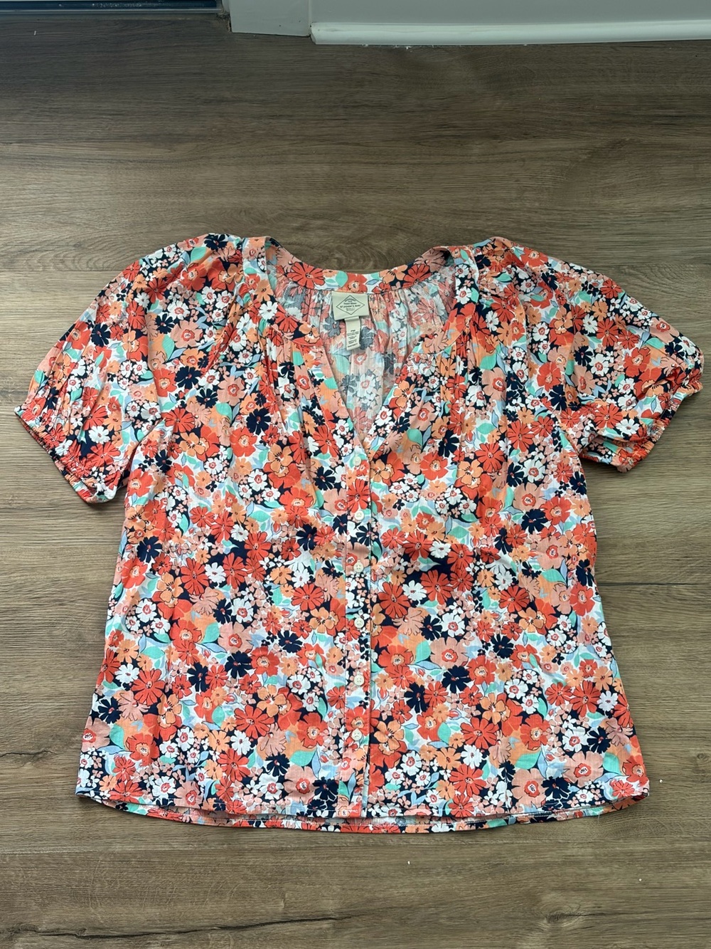 St. John’s Bay Maximalist Grandmacore Floral Button-Up Blouse